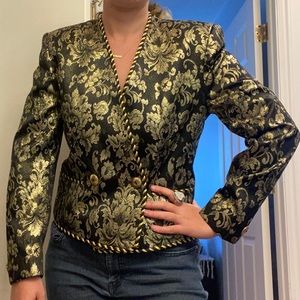 Black & Gold Brocade Blazer VINTAGE